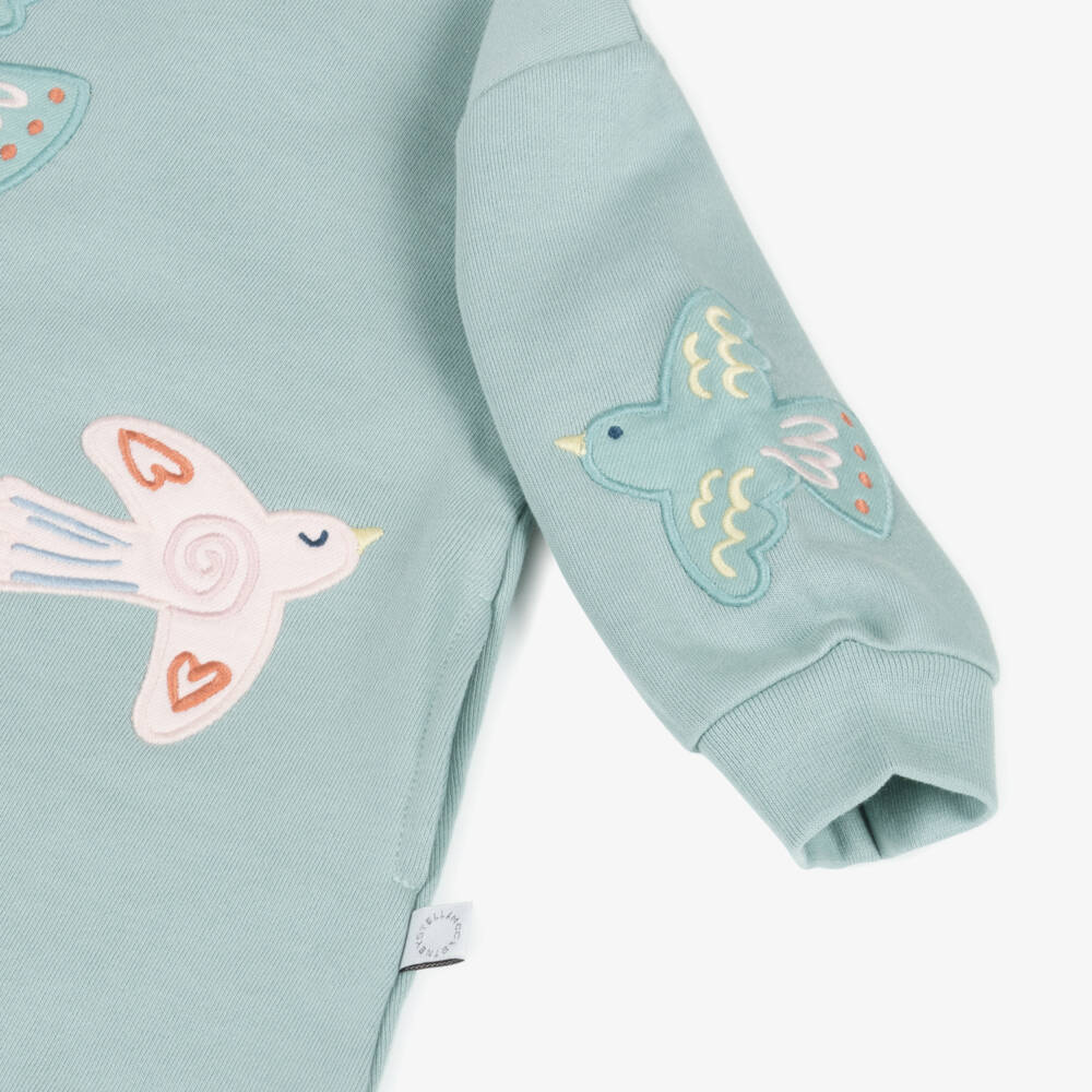 Stella McCartney Kids-Girls Green Cotton Bird Dress | Childrensalon Outlet