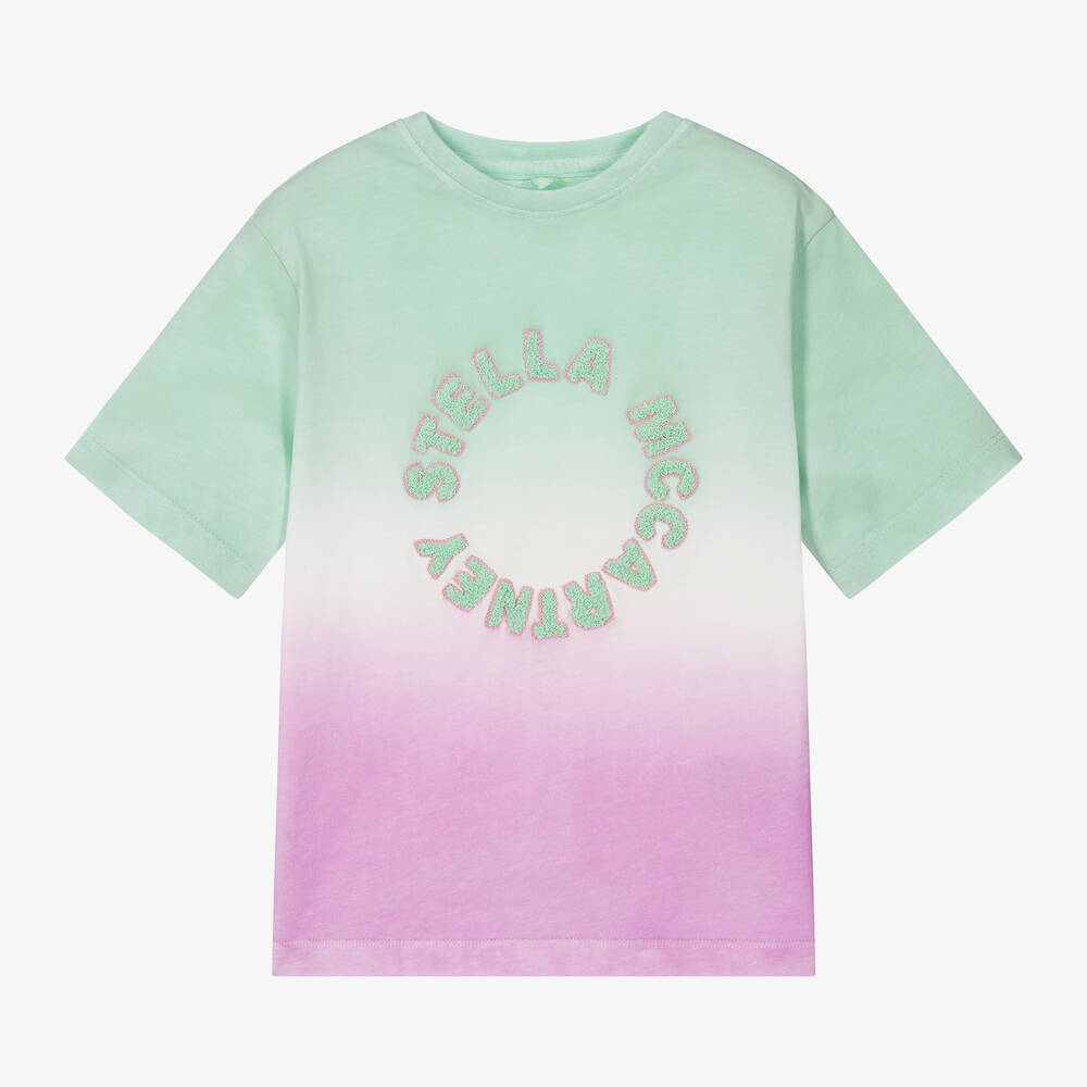 Stella McCartney Kids-Girls Green Cotton Ombré T-Shirt | Childrensalon Outlet