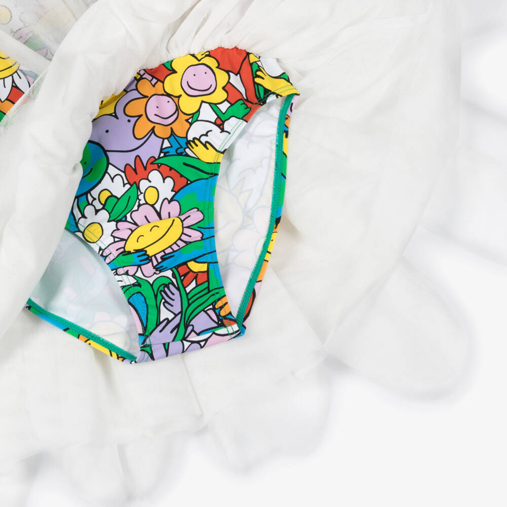 Stella McCartney Kids-Платье из зелёного тюля с цветочным узором для девочек | Childrensalon Outlet