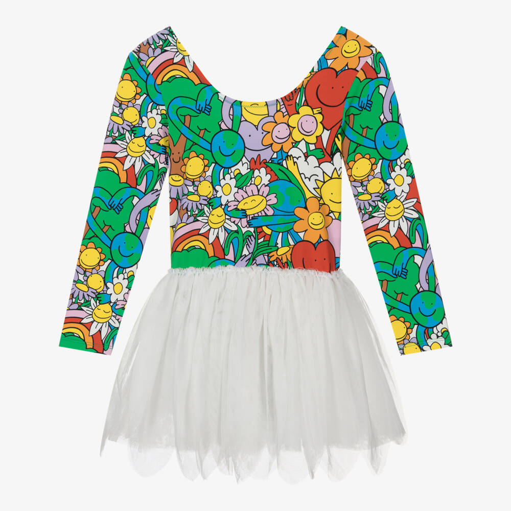 Stella McCartney Kids-Girls Green Floral Tulle Dress | Childrensalon Outlet