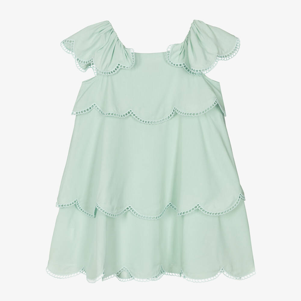 Stella McCartney Kids-Girls Green Layered Dress | Childrensalon Outlet