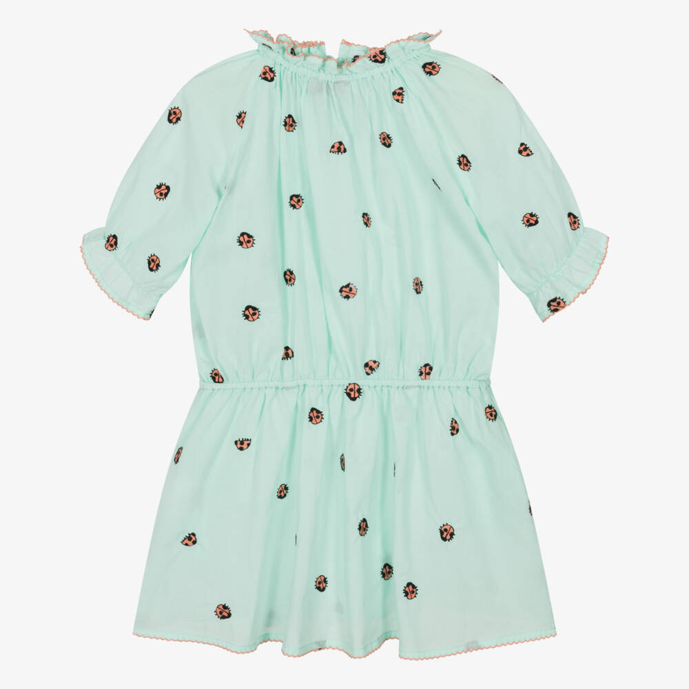 Stella McCartney Kids-Зеленое органическое платье с божьей коровкой для девочек | Childrensalon Outlet