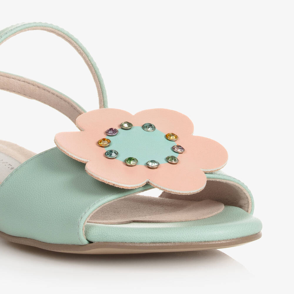 Stella McCartney Kids-Зелено-розовые сандалии с цветами | Childrensalon Outlet