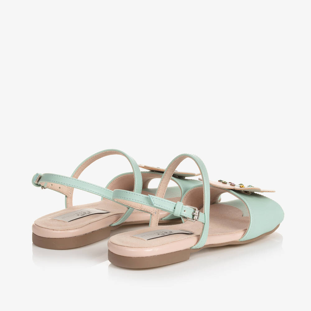Stella McCartney Kids-Зелено-розовые сандалии с цветами | Childrensalon Outlet