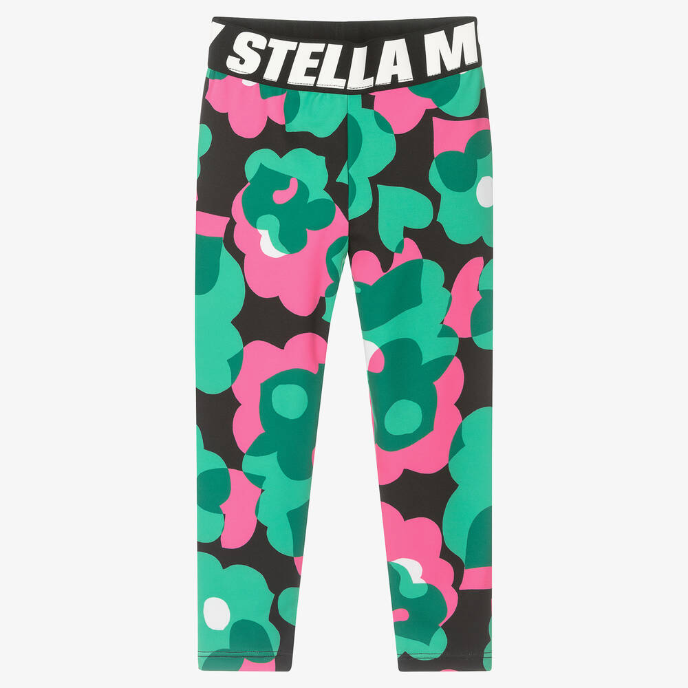 Stella McCartney Kids - Girls Green & Pink Leggings | Childrensalon