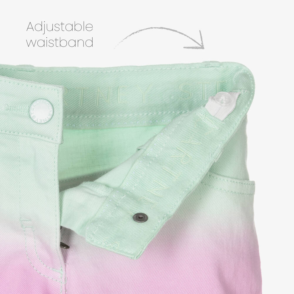 Stella McCartney Kids-Girls Green & Pink Ombré Denim Shorts | Childrensalon Outlet