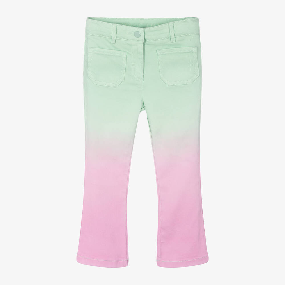 Stella McCartney Kids-Girls Green & Pink Ombré Flared Jeans | Childrensalon Outlet