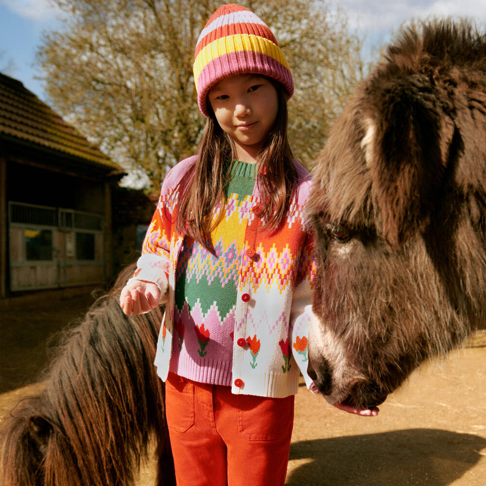 Stella McCartney Kids-Girls Green & Pink Tulip Sweater | Childrensalon Outlet