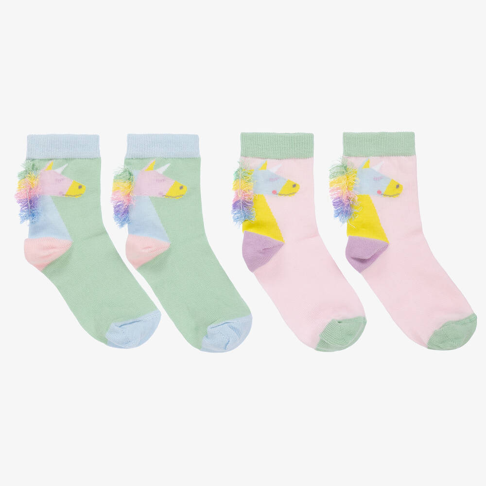 Stella McCartney Kids - Einhorn-Socken Grün/Rosa (2er-Pack) | Childrensalon