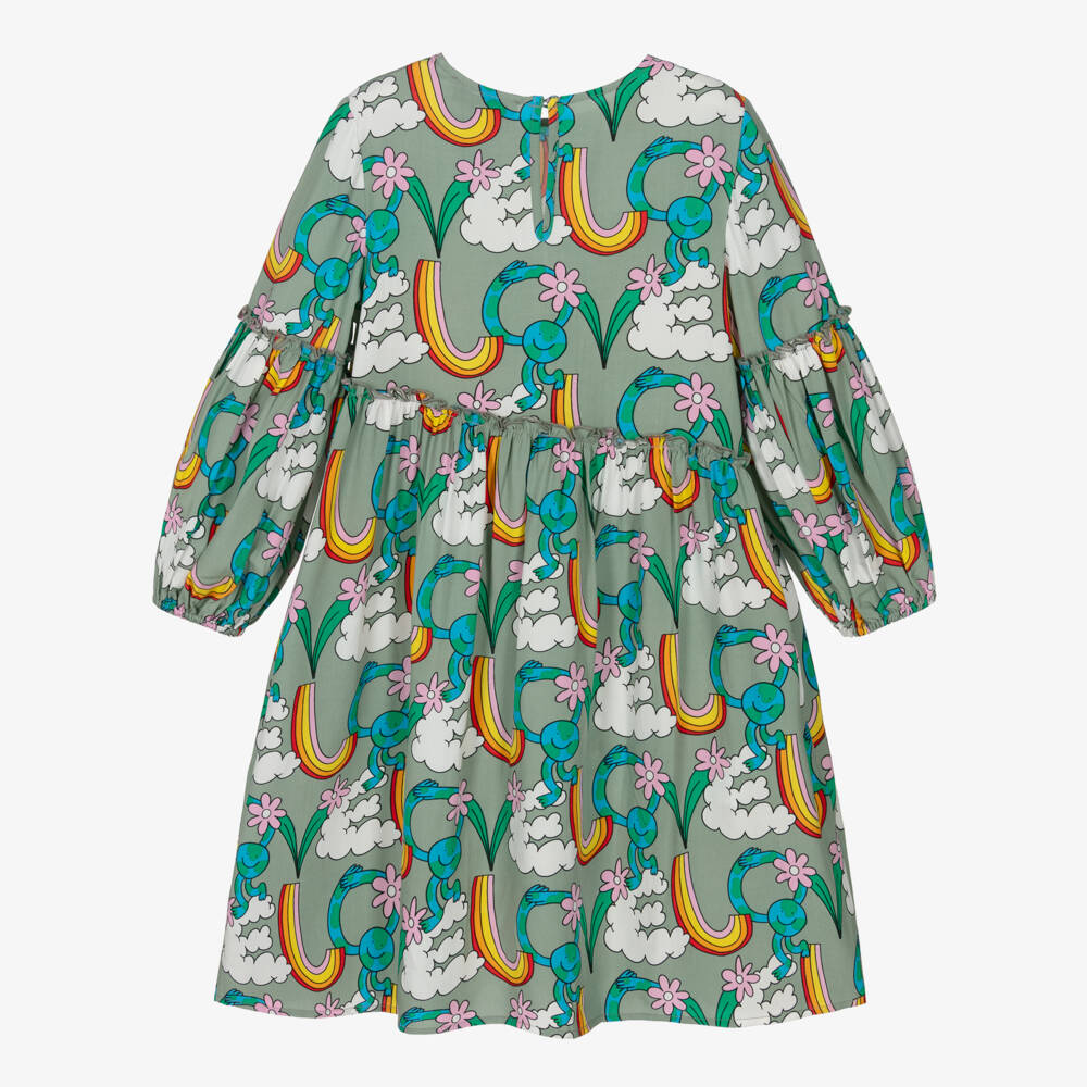 Stella McCartney Kids-Girls Green Planet Earth & Flowers Lyocell Dress | Childrensalon Outlet