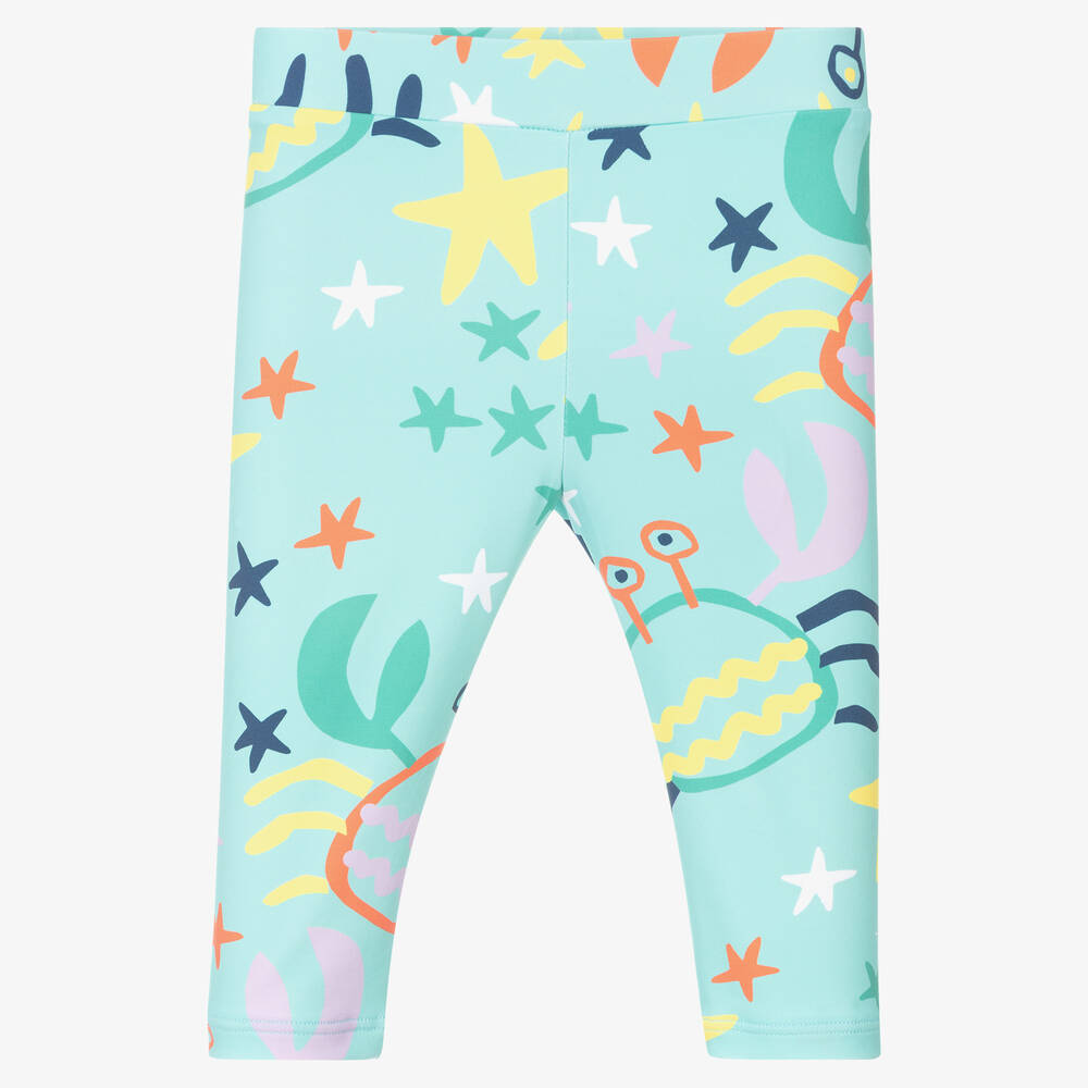 Stella McCartney Kids - Girls Green Printed Leggings  | Childrensalon