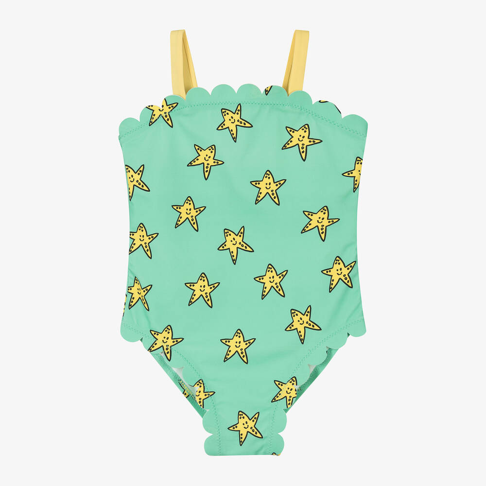 Stella McCartney Kids-Girls Green Starfish Swimsuit (UPF50+) | Childrensalon Outlet
