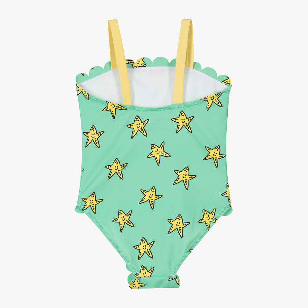 Stella McCartney Kids-Girls Green Starfish Swimsuit (UPF50+) | Childrensalon Outlet