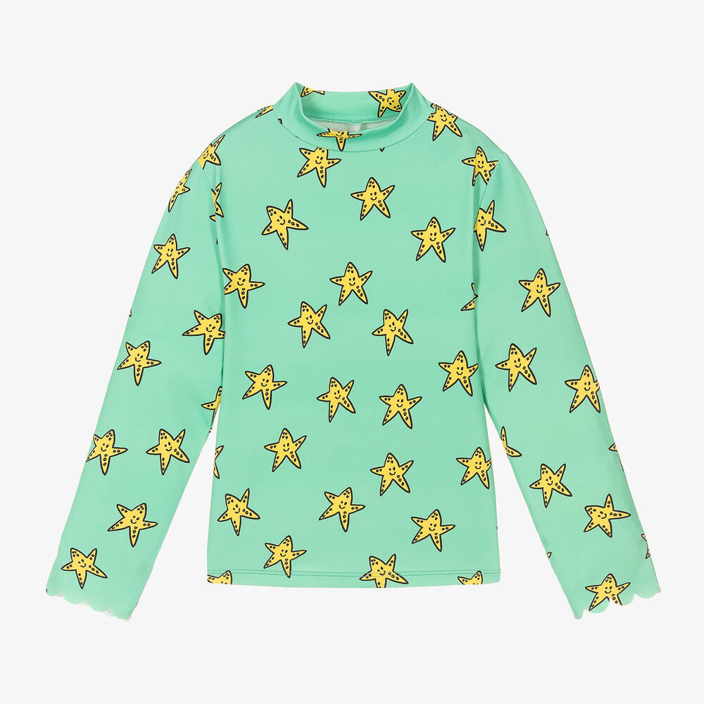 Stella McCartney Kids-Girls Green Swim Top (UPF50+) | Childrensalon Outlet