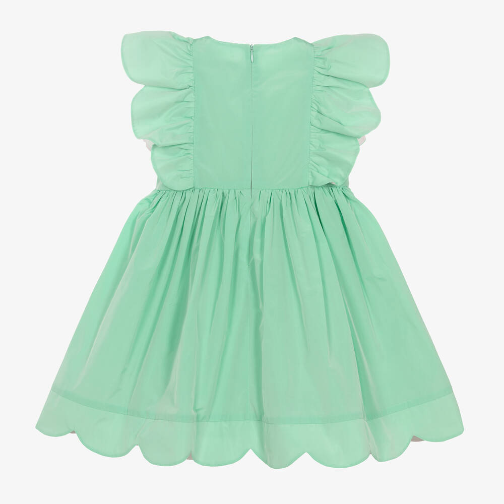 Stella McCartney Kids-فستان تافيتا لون أخضر باستيل | Childrensalon Outlet