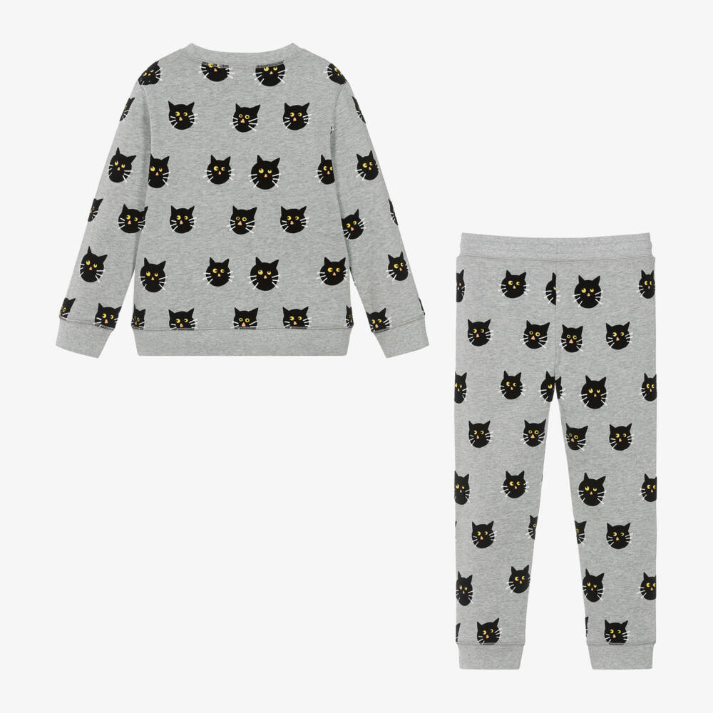 Stella McCartney Kids-Girls Grey Cat Motif Tracksuit | Childrensalon Outlet