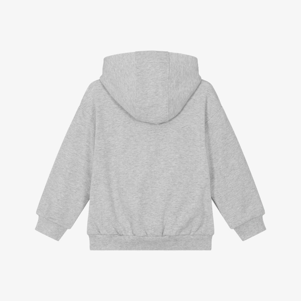Stella McCartney Kids-Girls Grey Cotton Hoodie with Embroidered Logo | Childrensalon Outlet
