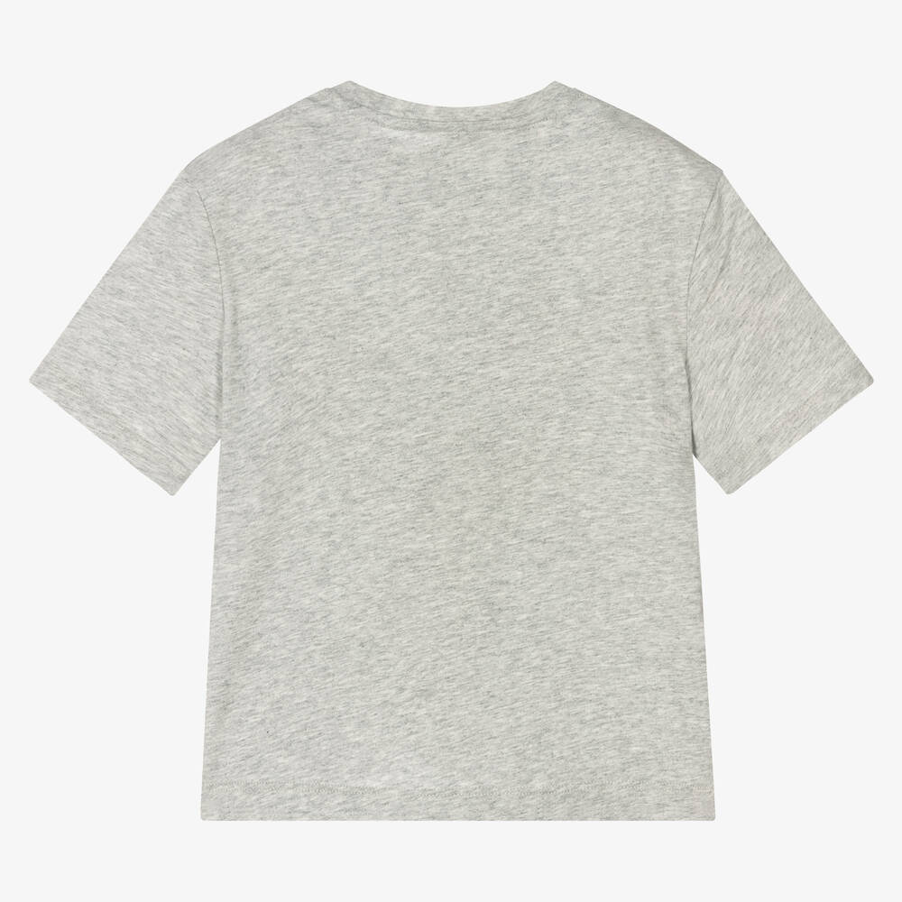 Stella McCartney Kids-Girls Grey Marl Slogan T-Shirt | Childrensalon Outlet