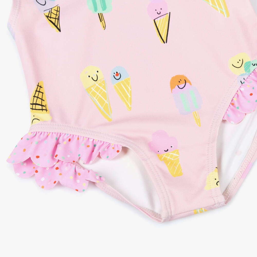 Stella McCartney Kids-Girls Ice Cream Pink Swimsuit UPF50+ | Childrensalon Outlet