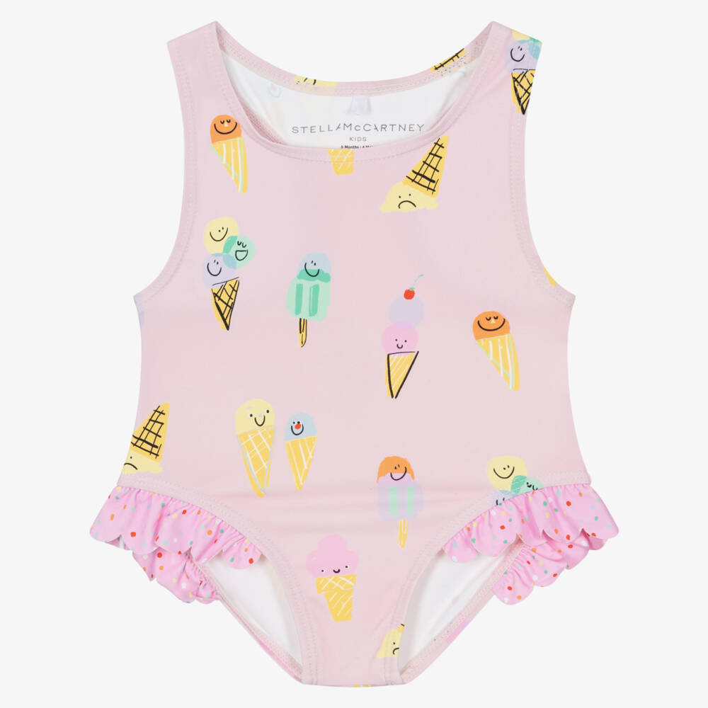 Stella McCartney Kids-مايوه وردي للبنات بتصميم آيس كريم مع حماية UPF50+ | Childrensalon Outlet