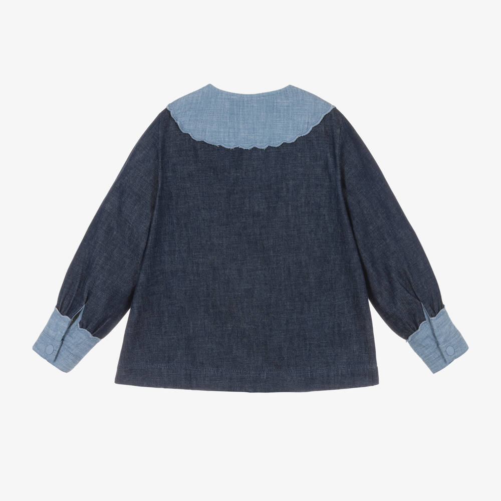 Stella McCartney Kids-Girls Indigo Denim Chambray Top | Childrensalon Outlet