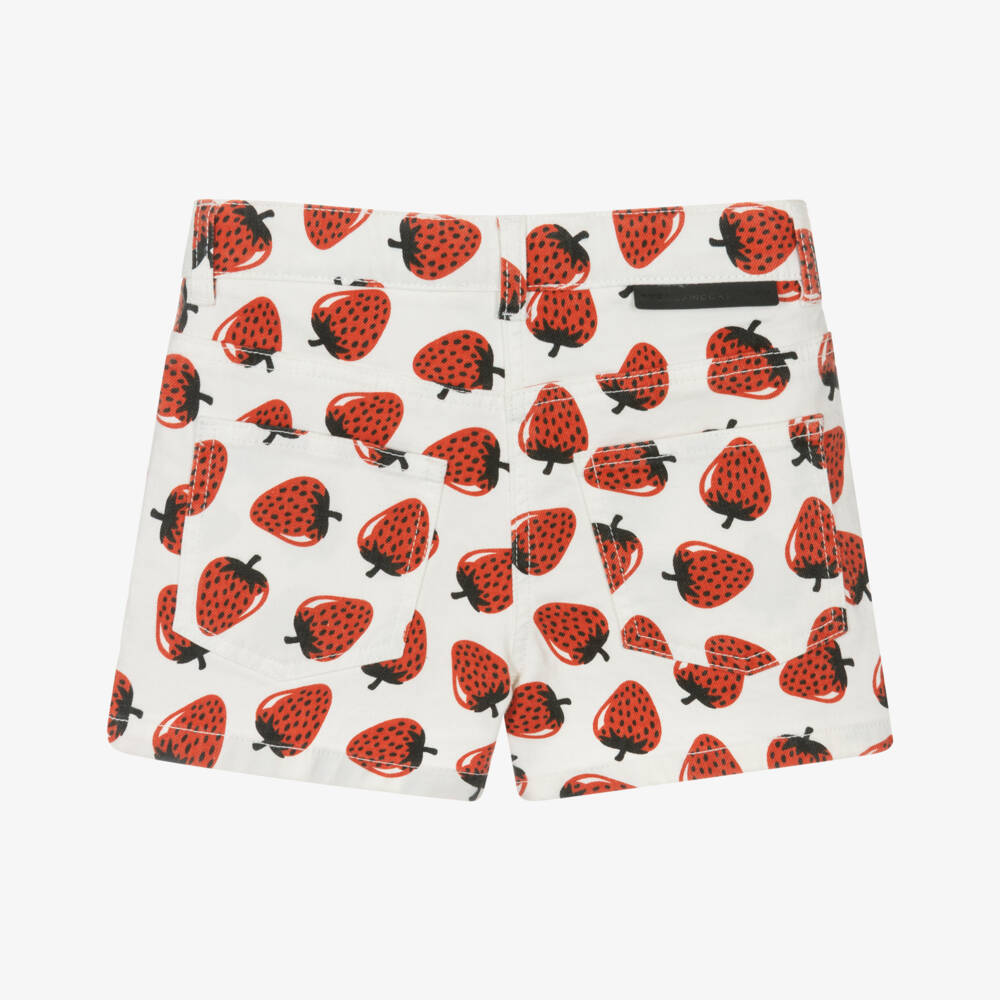 Stella McCartney Kids-شورت دنيم عاجي بنقشة التوت للبنات | Childrensalon Outlet