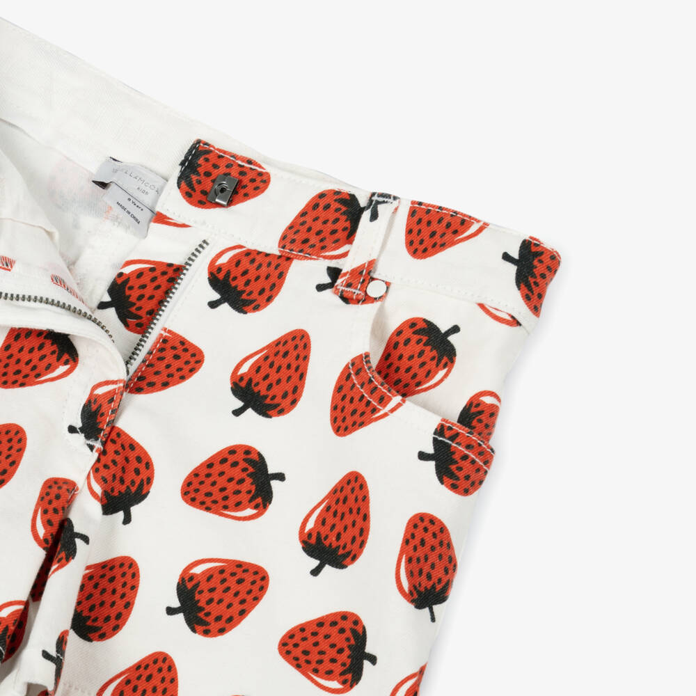 Stella McCartney Kids-شورت دنيم عاجي بنقشة التوت للبنات | Childrensalon Outlet