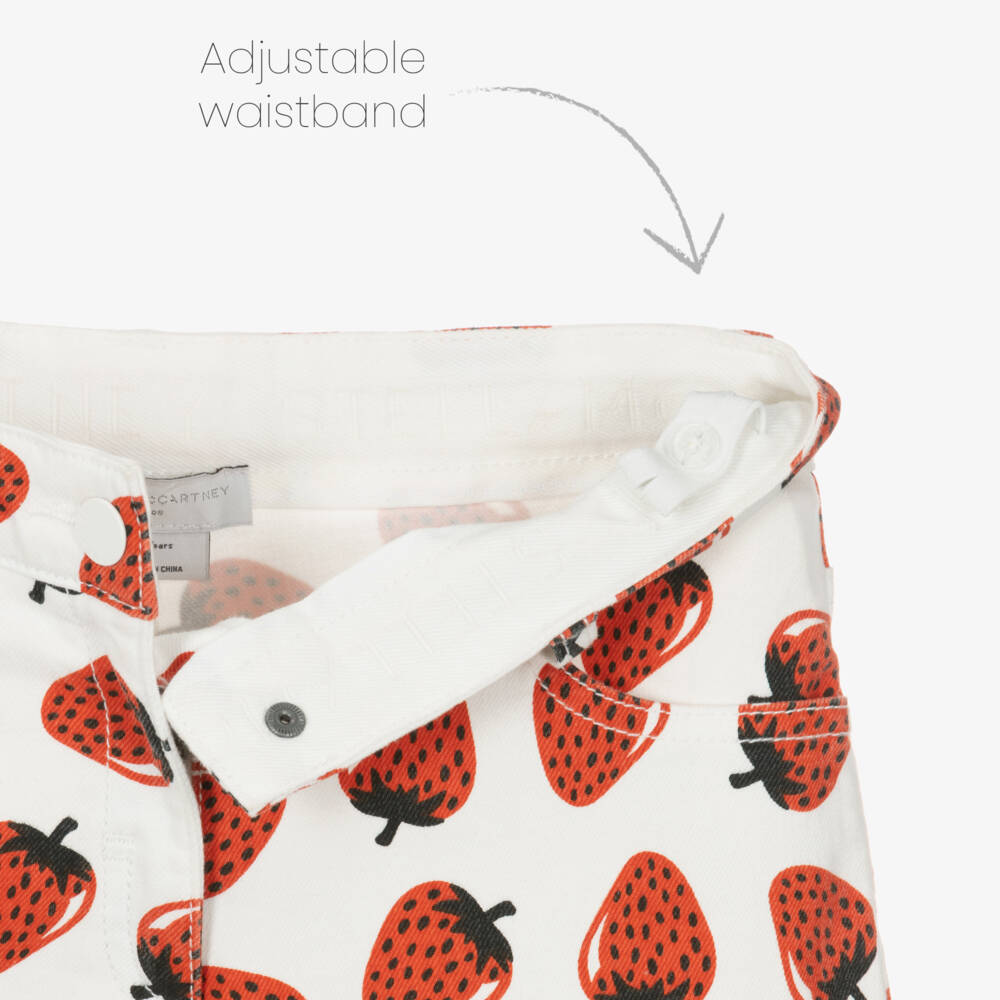 Stella McCartney Kids-شورت دنيم عاجي بنقشة التوت للبنات | Childrensalon Outlet
