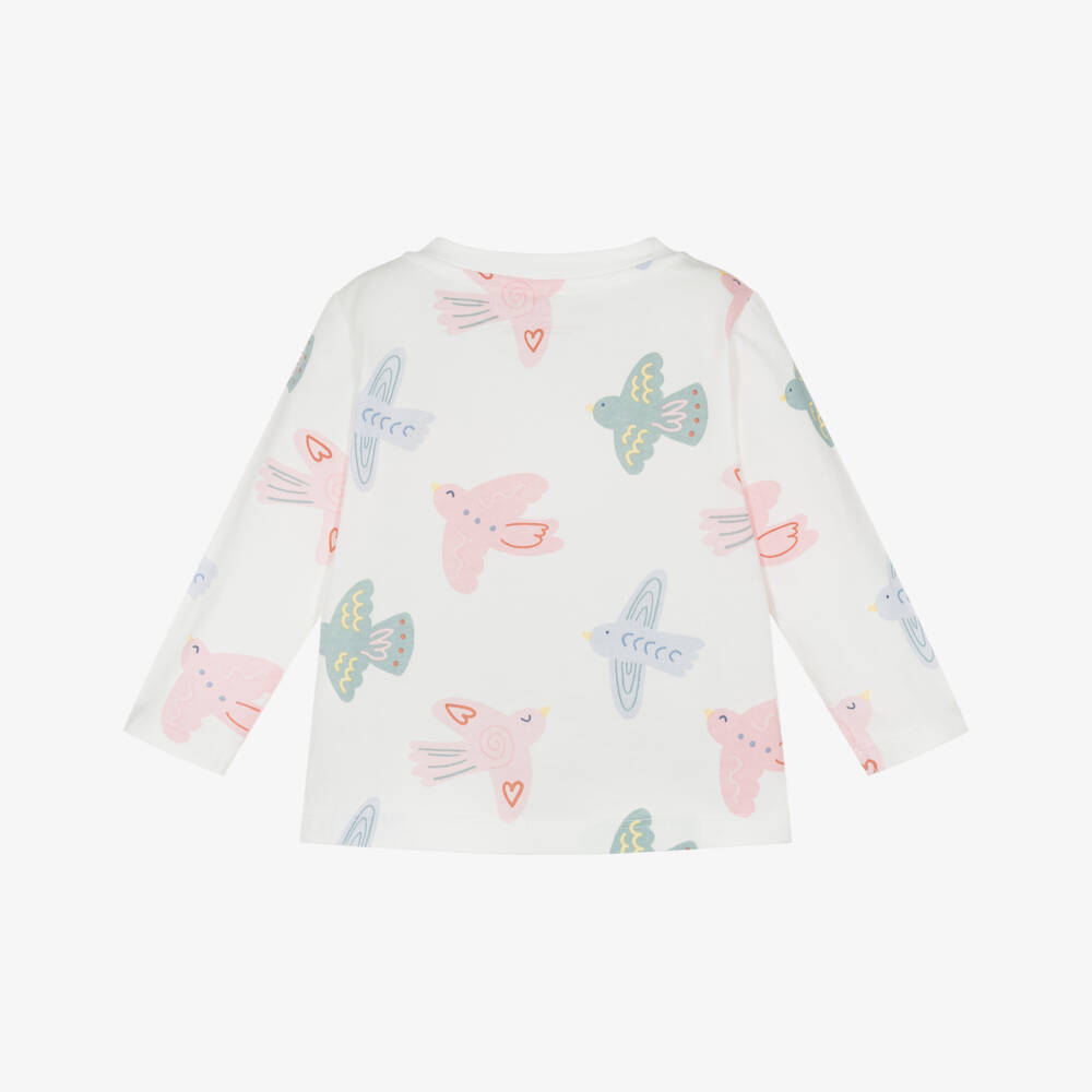 Stella McCartney Kids-Кремовый хлопковый топ с птицами для девочек | Childrensalon Outlet