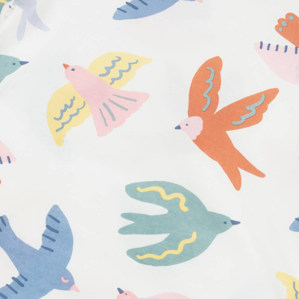 Stella McCartney Kids-بلوزة قطنية عاجية للبنات بطبعة طيور | Childrensalon Outlet