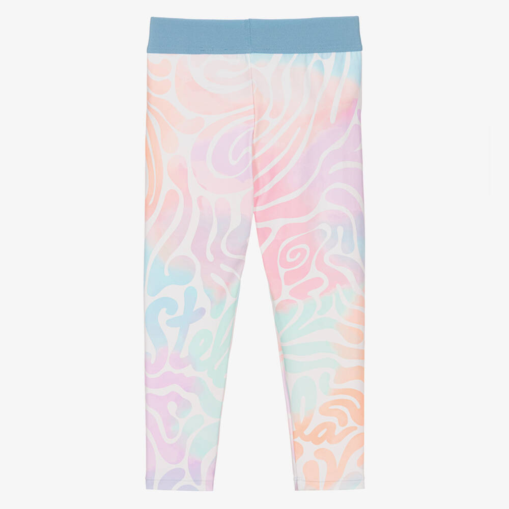 Stella McCartney Kids-Girls Ivory & Blue Leggings with Pastel Print | Childrensalon Outlet