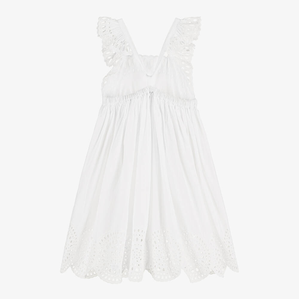 Stella McCartney Kids-Girls Ivory Broderie Anglaise Dress | Childrensalon Outlet