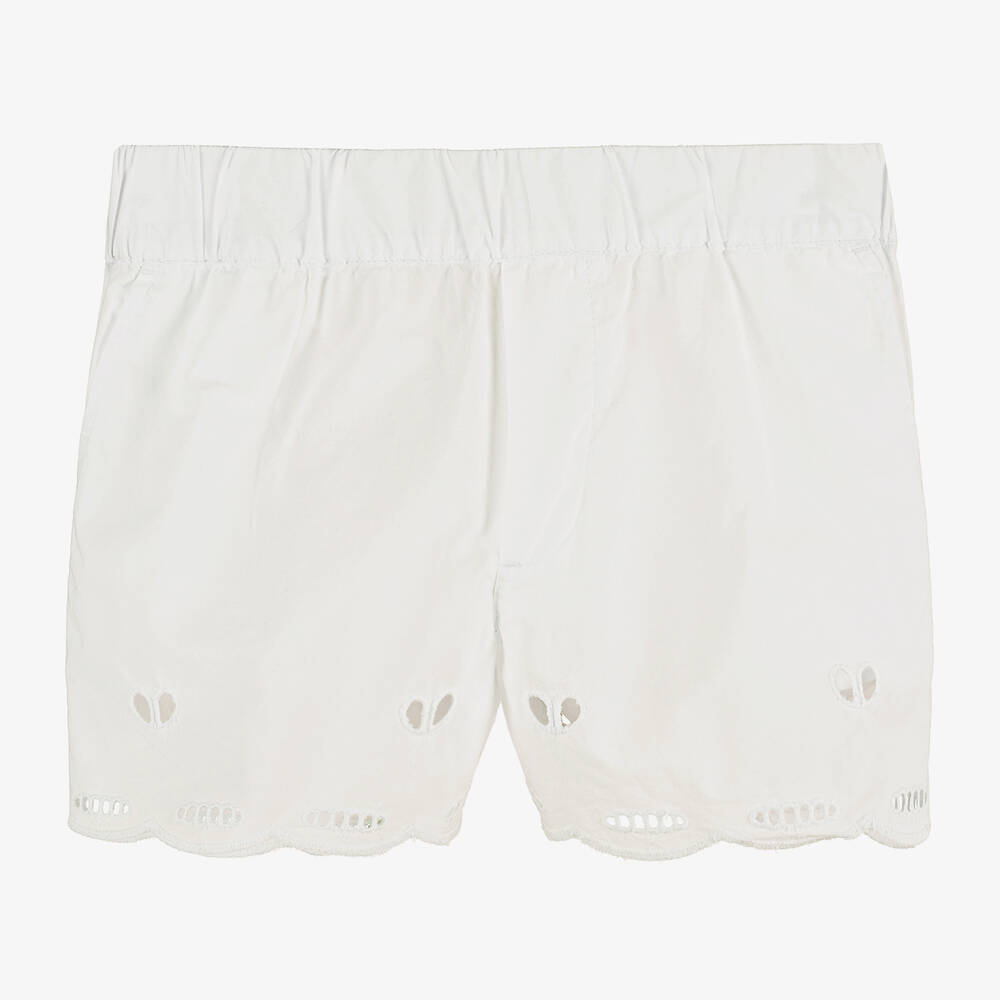 Stella McCartney Kids-Girls Ivory Broderie Anglaise Shorts | Childrensalon Outlet