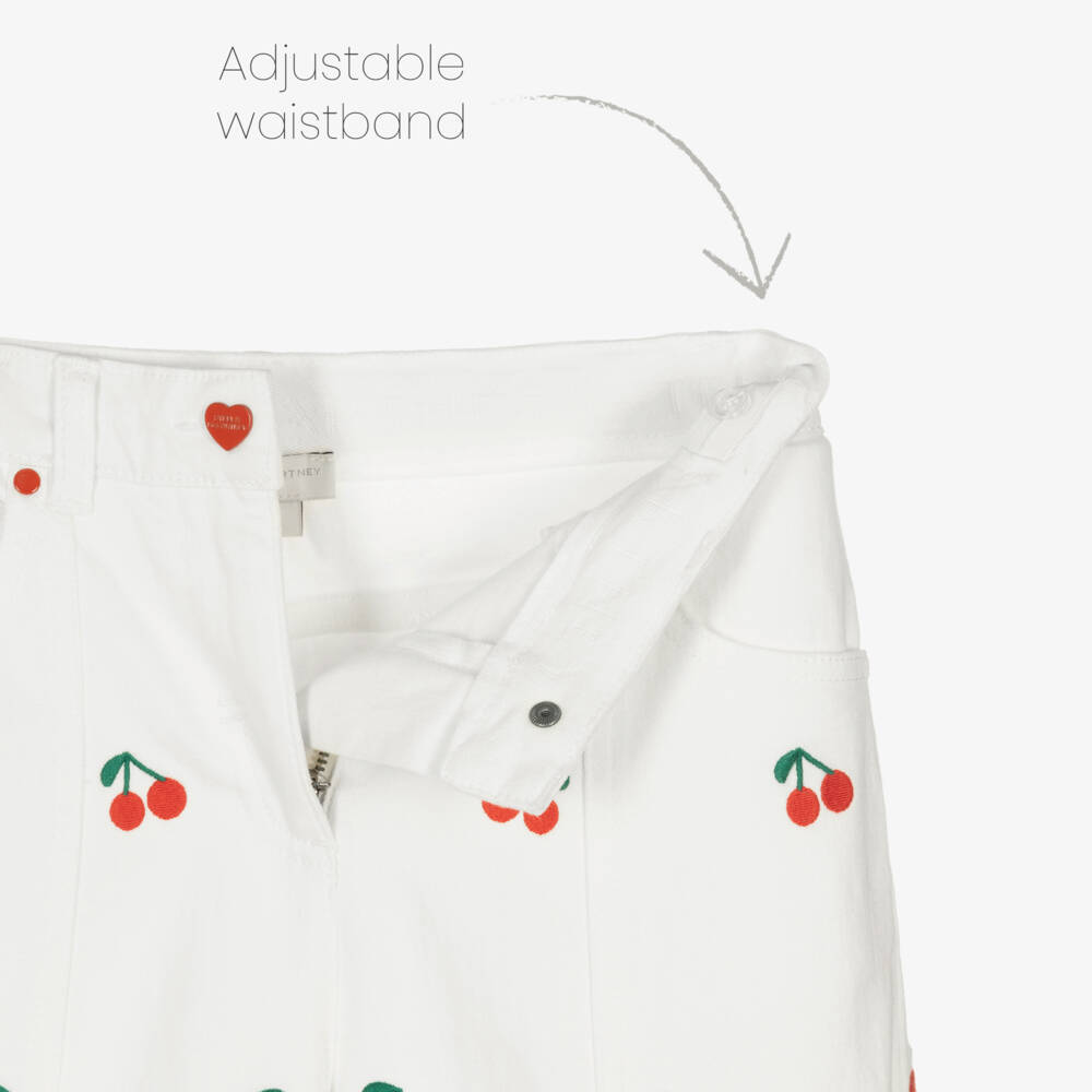 Stella McCartney Kids-بنطلون جينز عاجي مطرز بالكرز للبنات | Childrensalon Outlet