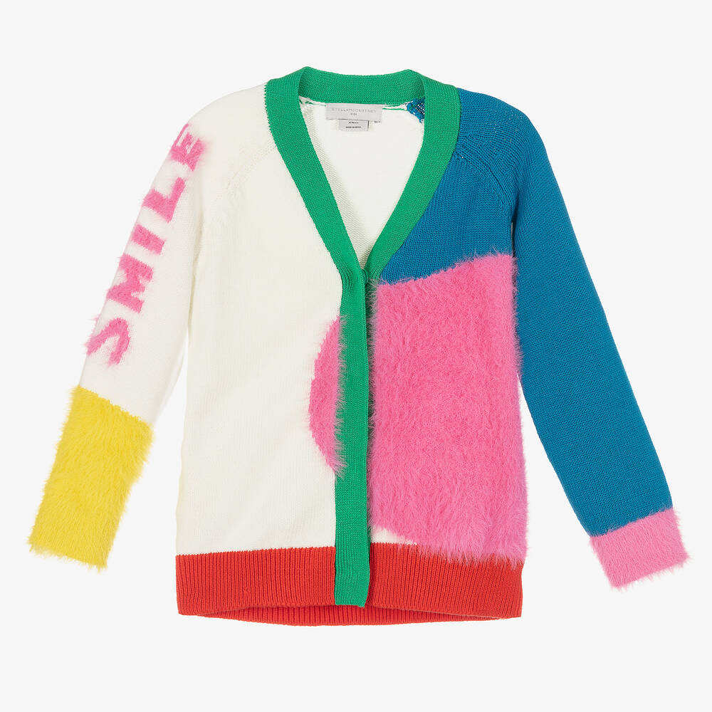 Stella McCartney Kids - كارديغان مزيج قطن عضوي وصوف محبوك لون عاجي | Childrensalon