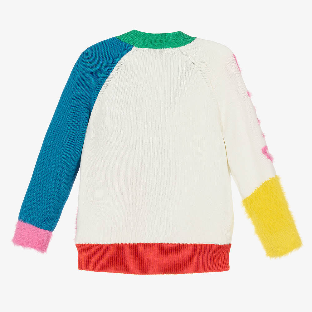 Stella McCartney Kids-Кремовый кардиган с цветовыми блоками | Childrensalon Outlet