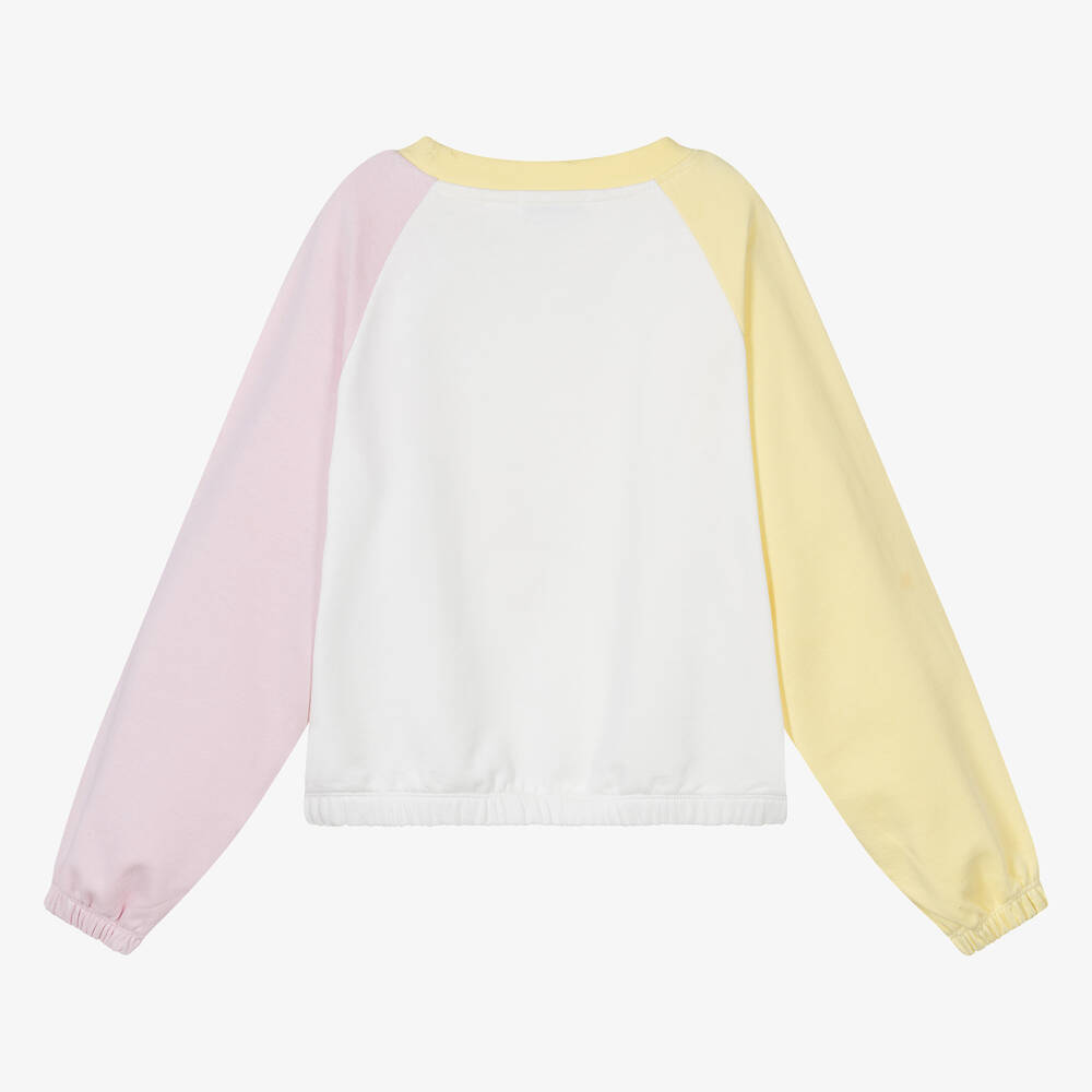 Stella McCartney Kids-Кремовый хлопковый свитшот с цветовыми блоками для девочек | Childrensalon Outlet