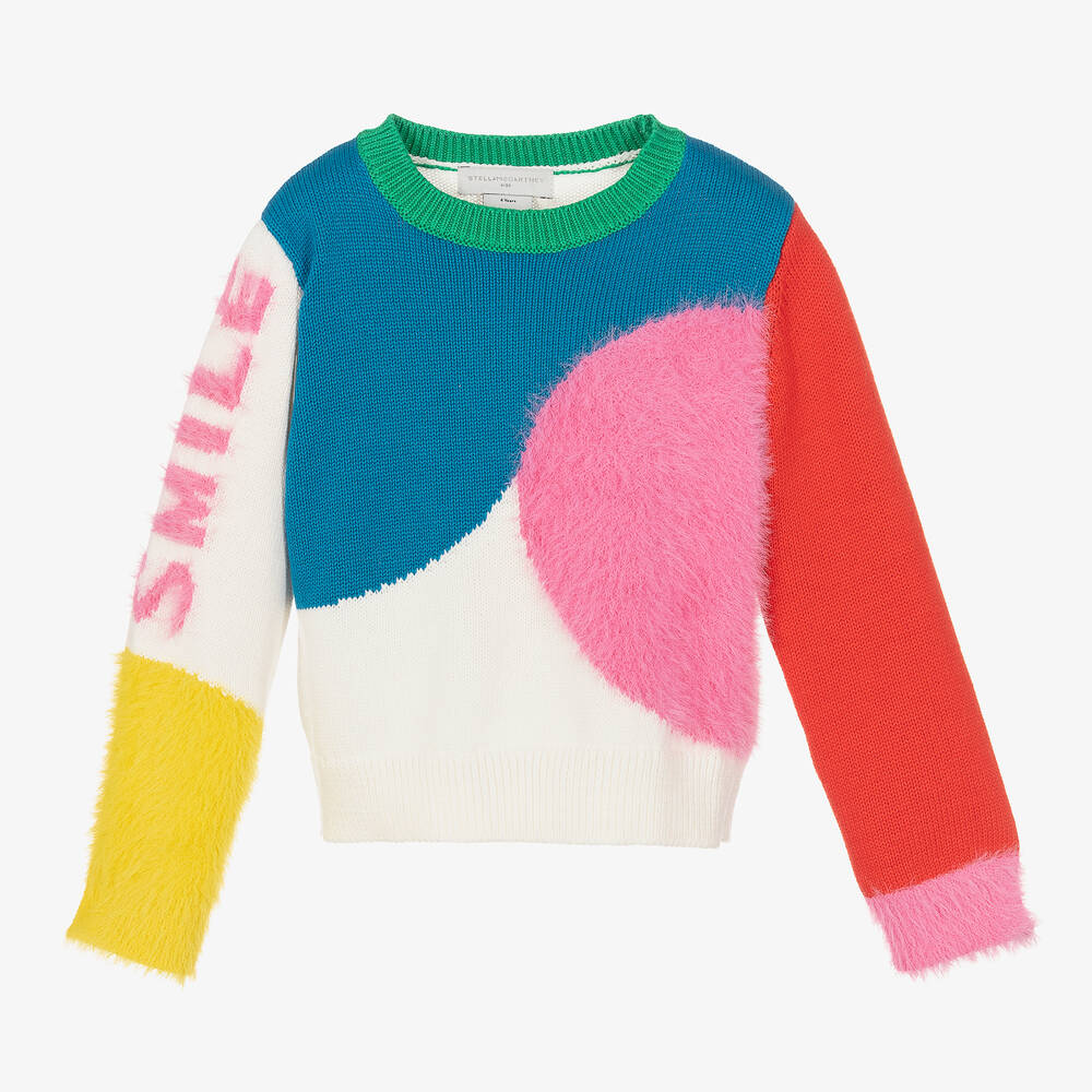 Stella McCartney Kids - Кремовый свитер с цветовыми блоками | Childrensalon
