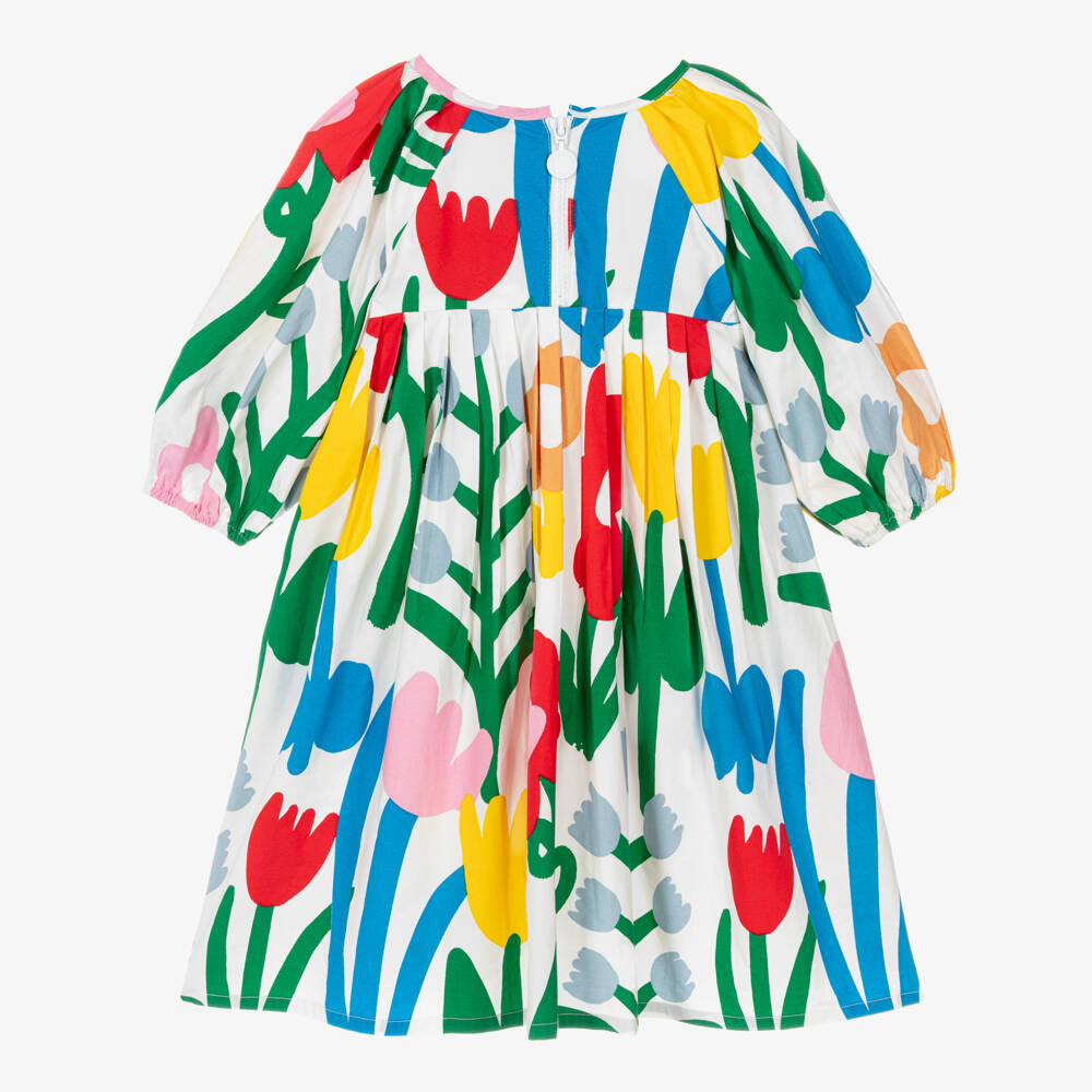 Stella McCartney Kids-Girls Ivory & Colourful Abstract Floral Cotton Dress | Childrensalon Outlet
