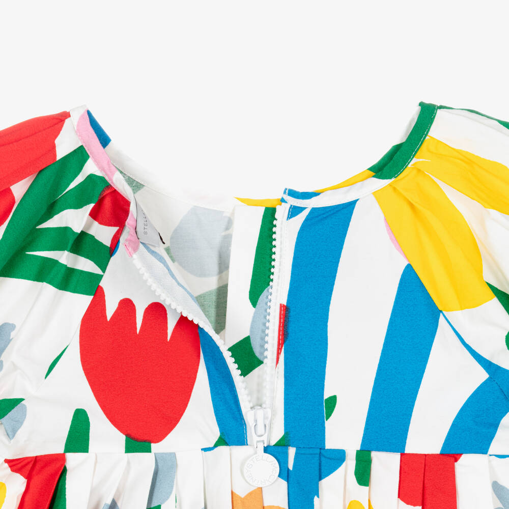 Stella McCartney Kids-Girls Ivory & Colourful Abstract Floral Cotton Dress | Childrensalon Outlet