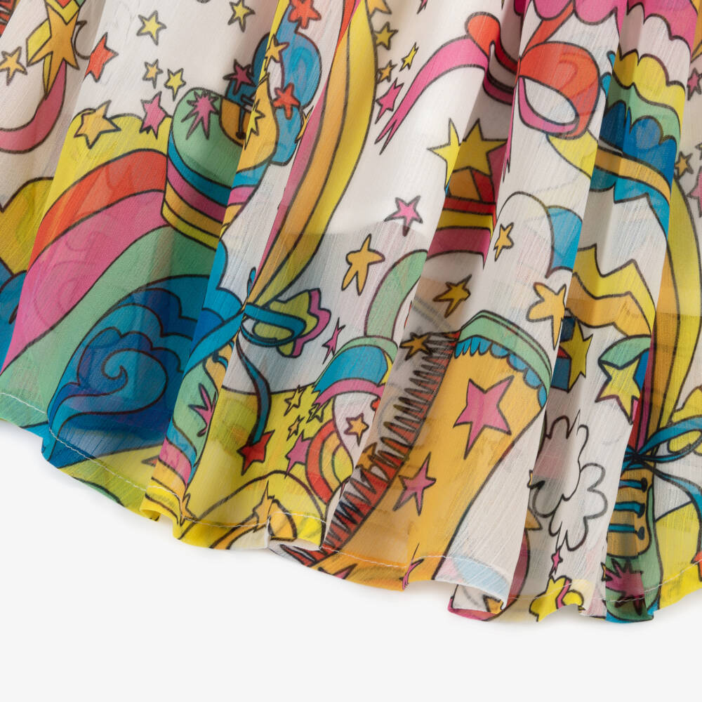 Stella McCartney Kids-Girls Ivory & Colourful Stellabration Print Chiffon Dress | Childrensalon Outlet