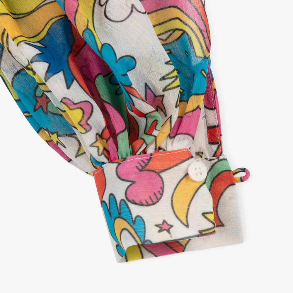 Stella McCartney Kids-Girls Ivory & Colourful Stellabration Print Chiffon Dress | Childrensalon Outlet