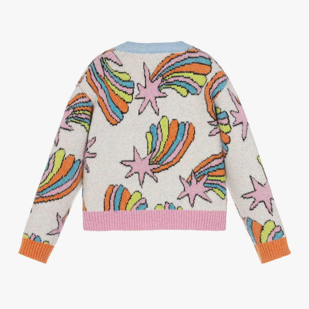 Stella McCartney Kids-كارديغان بنجوم وقوس قزح لون عاجي | Childrensalon Outlet