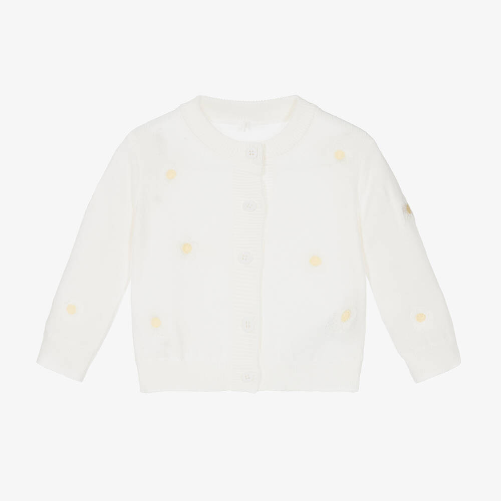 Stella McCartney Kids-Кремовый хлопковый кардиган с ромашками | Childrensalon Outlet