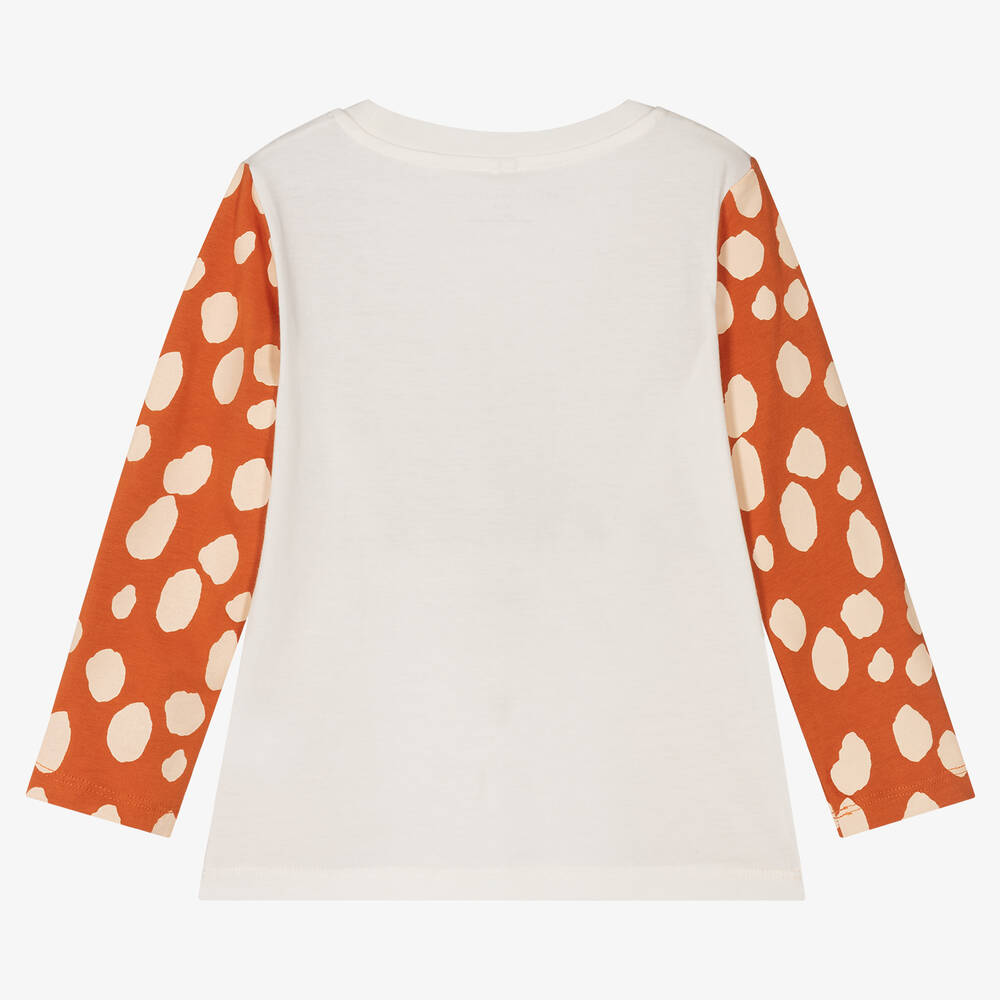 Stella McCartney Kids-Кремовый хлопковый топ с оленятами | Childrensalon Outlet
