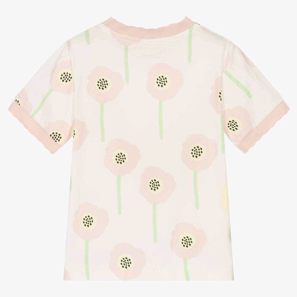 Stella McCartney Kids-Кремовая хлопковая футболка с цветами | Childrensalon Outlet