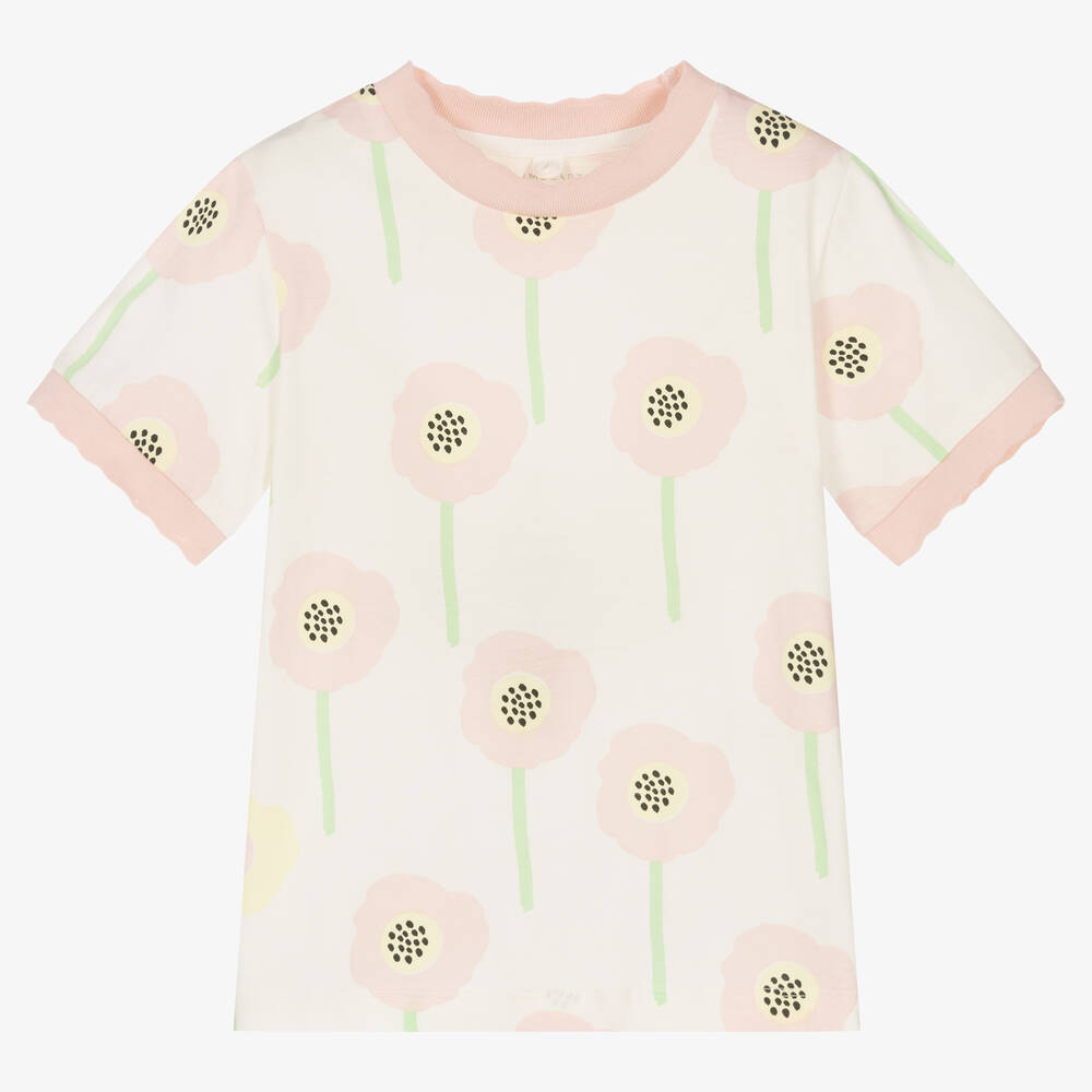 Stella McCartney Kids - Blumen-Baumwoll-T-Shirt elfenbein | Childrensalon