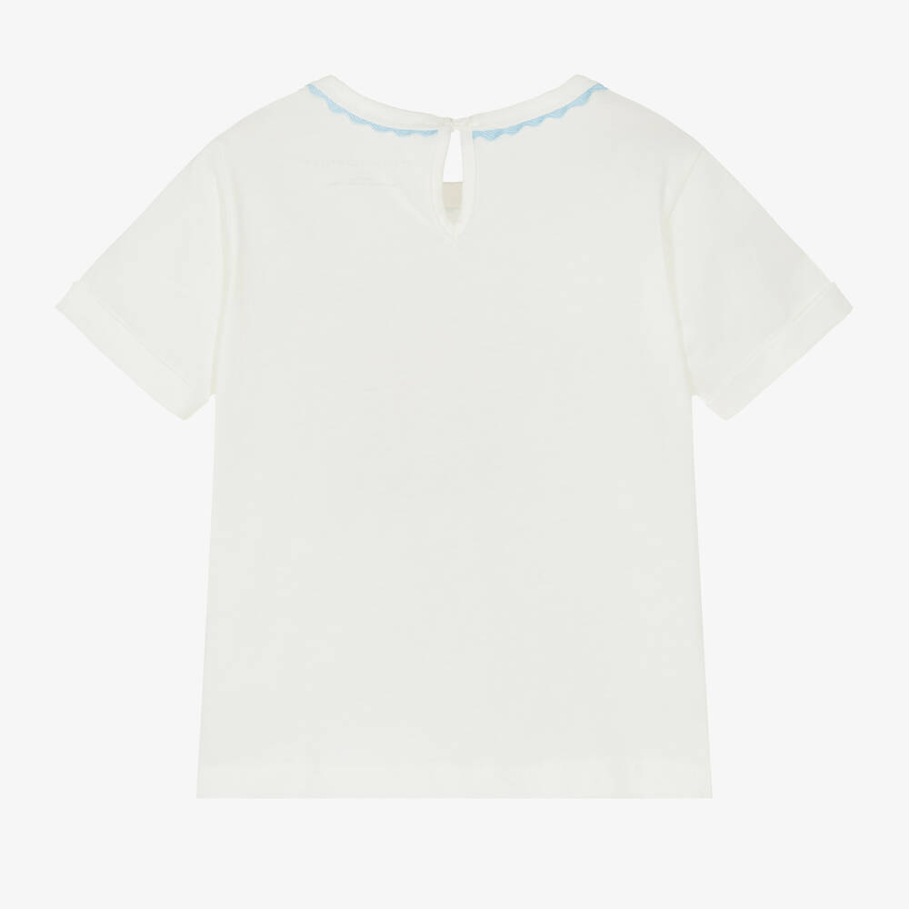 Stella McCartney Kids-Girls Ivory Cotton Flower T-Shirt | Childrensalon Outlet