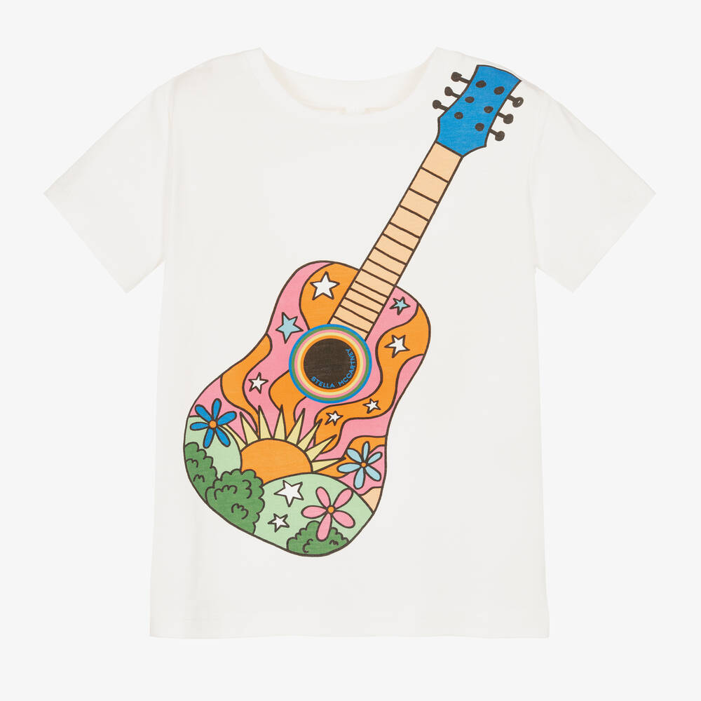Stella McCartney Kids - Gitarren-Baumwoll-T-Shirt elfenbein | Childrensalon