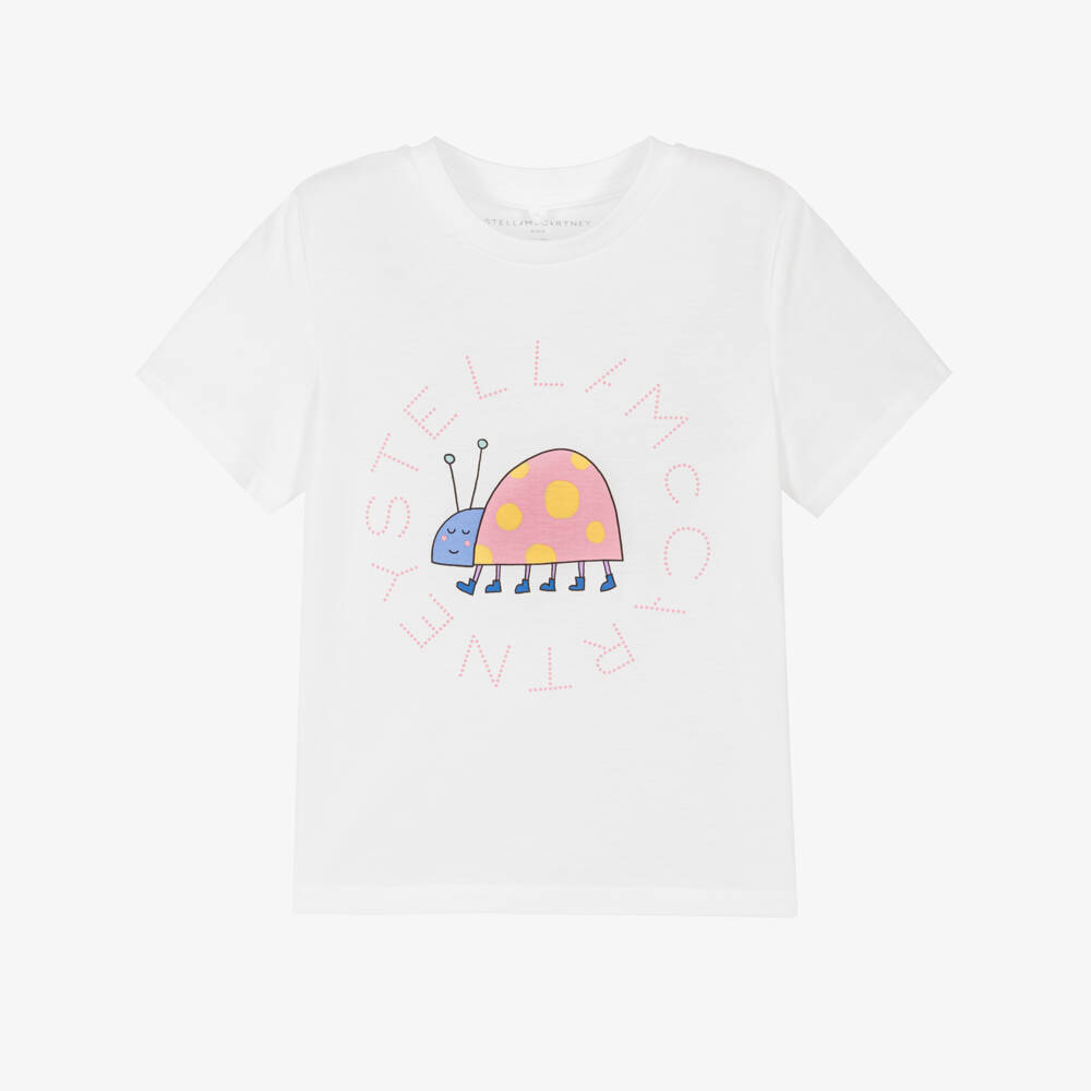 Stella McCartney Kids-Girls Ivory Cotton Ladybird T-Shirt | Childrensalon Outlet